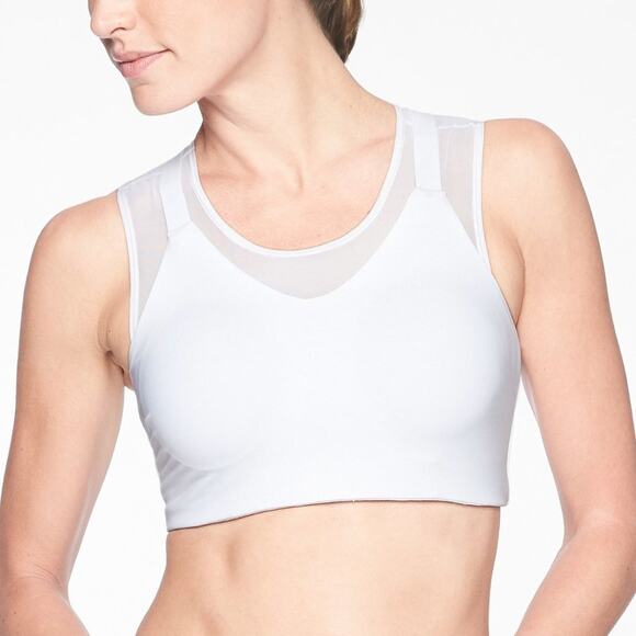 ATHLETA Reverse Layering Crop Sports Bra White - Picture 1 of 9